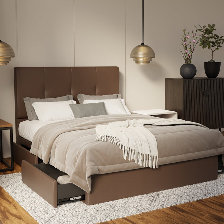 Lyra Genuine Leather Drawer Bed By Esteller