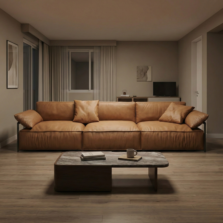 Ridge Leather Sofa
