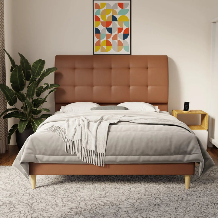Haldor Faux Leather Bed Frame (Pet Friendly) by Somnuz
