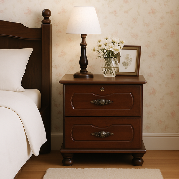 Jens Walnut Wooden Bedside Table (41cm)