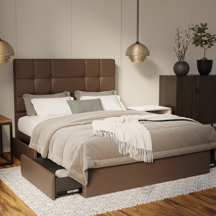 Elara Genuine Leather Drawer Bed By Esteller
