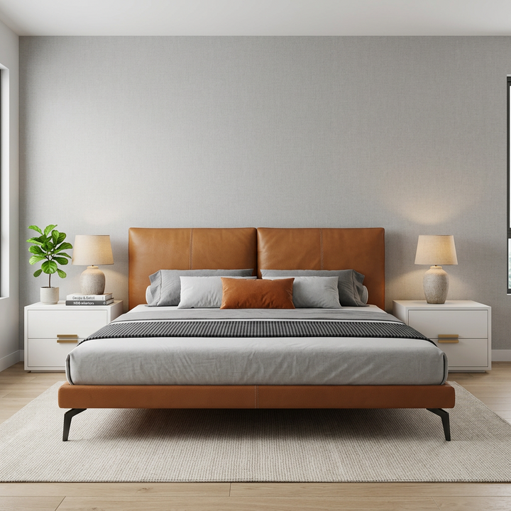 Velia Leather Bed Frame